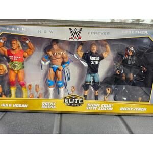 WWE Elite 60th Hogan Rock Austin Becky Then Now Forever Together Action Figures